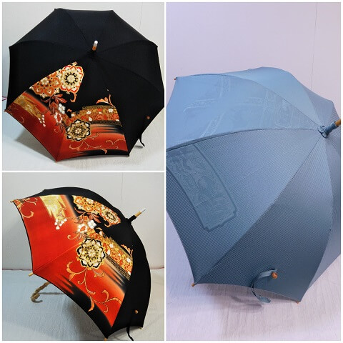 着物を日傘にリメイク / 大阪市に店舗。1本：13,200円。郵送は全国対応。